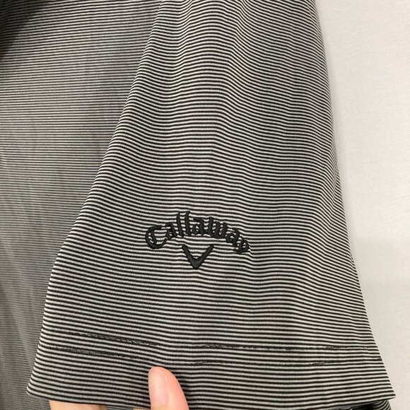 Callaway size XL Gray Striped Opti-Dri Short Sleeve Active Polo Shirt - Picture 4 of 10